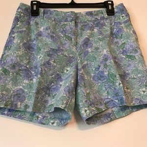 Talbots 10P purple & green print shorts